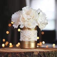 Set Of 3 Painted Tin Cans Rustic Vintage Wedding Table Decoration Vintage Wedding Table Wedding Table Decorations Vintage Vintage Wedding Decorations