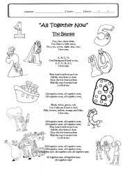 All Together Now Song Esl Worksheet By Lioness30