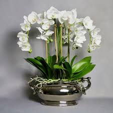 All of our reviews are from real customers who have purchased a demmerys floral arrangement and are verified through judge.me, a review app that is sent to the buyer one week. White Artificial Phalaenopsis Orchids Silver Vase Artificial Flower Arrangements Artificial Orchids Artificial Flowers