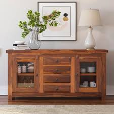 At your doorstep faster than ever. Fremont Solid Wood Glass Door 4 Drawer Rustic Sideboard Cabinet