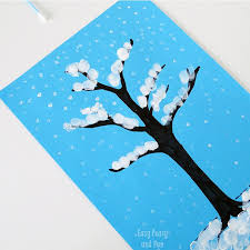 Winter Tree Finger Painting Quick Art Project For Kids Winter Crafts Preschool Winter Art Projects Winter Hat Craft
