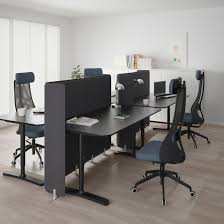 Bekant Desk With Screen Black Stained Ash Veneer Black 126x63 47 1 4 Ikea In 2020 Modern Office Interiors Office Interior Design Ikea Bekant Desk