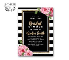 Check spelling or type a new query. Pink And Gold Bridal Shower Invitations Black And White Stripes Modern Wedding Shower Gold Glitter Floral Invites E Three Design Studio