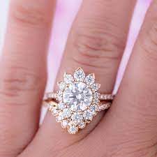 Hearts On Fire Wedding Ring Set Wedding Ring Sets Flower Engagement Ring Set Engagement Wedding Ring Sets