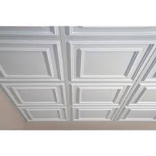 Ceilume Cambridge White Ceiling Tile 2 Feet X 2 Feet Lay In Or Glue Up Home Depot Canada Drop Ceiling Tiles Ceiling Panels Basement Renovations