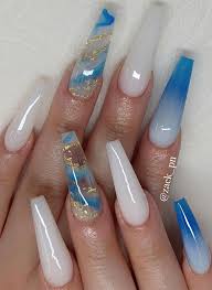 Need some nail design inspiration for your short nails? 47 Beautiful Nail Art Designs Ideas Blue Gold And White Nails