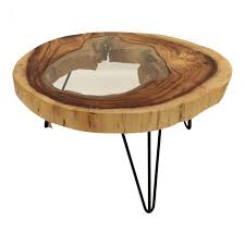 table bois et verre naturel table basse bois brut table bois table basse