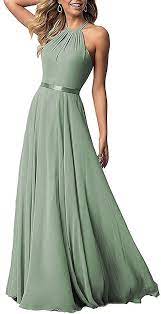 Olive Green Halter Bridesmaid Dresses Long Maxi Wedding Formal Evening Party Sage Green Bridesmaid Dress Bridesmaid Dresses Dusty Sage Sage Bridesmaid Dresses