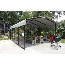 Arrow 12 Ft X 20 Ft Eggshell Metal Carport Lowes Com Steel Carports Metal Carports Car Canopy
