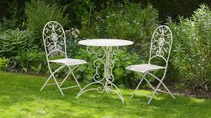 Antique White Metal 3 Piece Bistro Style Garden Patio Furniture Set Lucia Amazon Co Uk Garden Outdoors Outdoor Furniture Garden Design Garden Furniture