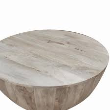 The Urban Port Light Brown Mango Wood Coffee Table In Round Shape Upt 32181 The Home Depot In 2020 Drum Coffee Table Coffee Table Coffee Table Wood