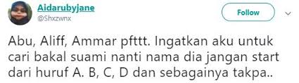 Lihat senarai nama mengikut huruf lain di bawah: Lelaki Mula Huruf A Ni Lain Macam Netizen Perli Siapa Gempak