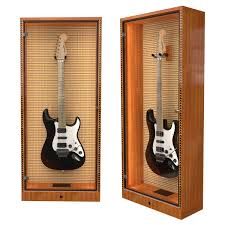 As an experienced guitarist, you probably know this from before or if you think about it, since your guitar will swell, crack, and change structure from humidity variations. The Showcase Deluxe Guitar Display Cabinet