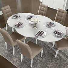 Oslo white high gloss extending dining table with 6 celeste white leather chairs. Bianca White High Gloss Glass Round Extending Dining Table 1 2 1 9m