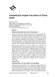 Pdf Intertextuality Shapes The Poetry Of Xhosa Poets