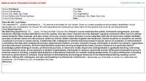 My love for mathematics goes back to my. Math Teacher Cover Letter