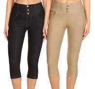 2 Pack Women's High Waisted Capri Jegging Stretch Knit Denim Capris Size S  -3XL Inseam 19"