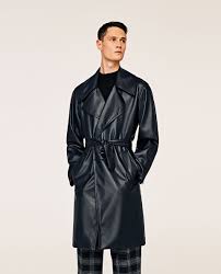 Image 1 Of Faux Leather Trench Coat From Zara Leather Trench Coat Mens Leather Trench Coat Leather Jacket Men