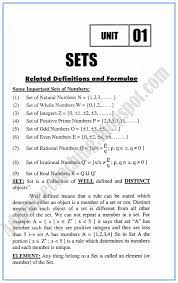 Sets Definitions And Formulae Mathematics Notes For Class 10th Math Formula Chart Sets Math Math Formulas