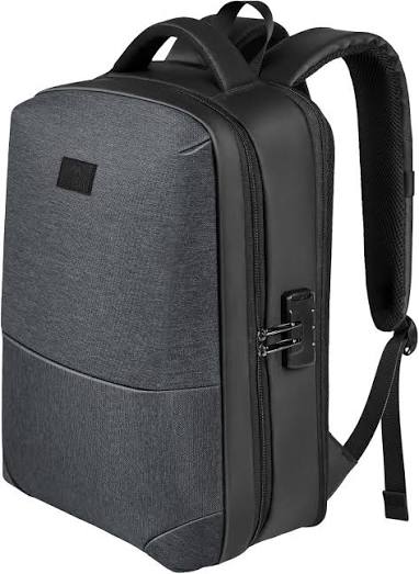 Mochila antirrobo para portátil de 15,6 pulgadas, impermeable y expandible, con puerto de carga USB y candado para hombres y mujeres, mochila duradera para estudiantes universitarios, mochila de viaje, negra