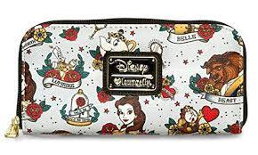 Loungefly Disney Beauty And The Beast Tattoo All Over Print Zip Around Wallet Click Image For More Details Disney Wallet Disney Purse Disney Bag