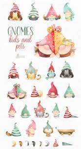 Gnomes Kids Pets Watercolor Holiday Clipart Nordic Baby Etsy Holiday Clipart Animals For Kids Gnomes Crafts