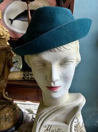1930s/40s Teal Felt Tilt Hat
