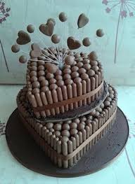 Rectangle Shape Heart Shape Happy Birthday Chocolate Cake Chocolate Fingers Wedding Cake Google Search Chocolate Bar Cakes Cake Malteser Cake