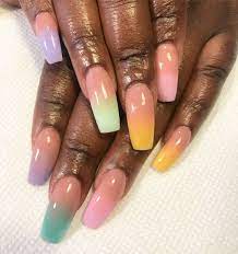 Long Acrylics With Pink And Pastel Ombre Blackgirlnails Ombre Ombre Acrylic Nails Girls Nails Colored Acrylic Nails