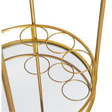 I love metal frames on these barware furniture pieces, but rose gold is also a great color to consider. Linon Round Metal Bar Cart In Gold Ahw808as1