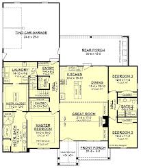 By far our trendiest bedroom configuration, 3 bedroom floor plans allow for a wide number of options and a broad range of functionality for any homeowner. House Plan 51984 Southern Style With 2201 Sq Ft 3 Bed 2 Bath 1 Half Bath
