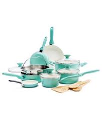 Greenpan Rio Ceramic Nonstick 16 Pc Set Reviews Cookware Sets Macy S In 2020 Ceramic Cookware Set Cookware Set Greenpan