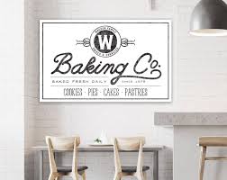 Bakery Sign Large Farmhouse Kitchen Sign Last Name Monogram Etsy Farmhouse Kitchen Signs Farmhouse Wall Decor Kitchen Wall Art