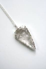 Crystal Quartz Arrowhead Necklace Dipped In Silver Etsy Arrowhead Necklace Quartz Crystal Quartz
