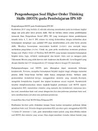 Contoh soal ips kelas 9 smpmts semester 1 2 pg dan essay. Pengembangan Soal Higher Order Thinking Skills