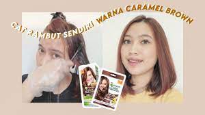 Warna coklat karamel memberikan warna cokelat yang tidak terlalu terang walapun mendekati warna gold. Giveaway Cat Rambut Sendiri Murah Dan Mudah Warna Caramel Brown Youtube