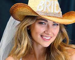 Country Western Rockstar Gem Bride Cowgirl Straw Bride Hat With Veil Bachelorette Party Bridal Shower Beach Wedding Cowbo Cowgirl Bride Bride Hat Cowgirl
