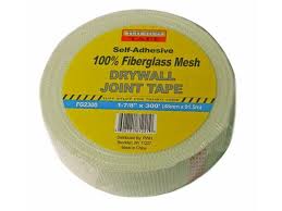 Fiberglass mesh tape is applied before drywall mud is applied to the seam where two panels of gypsum drywall board meet. Tuff Stuff Fg2300 1 7 8 X 300 White Self Adhesive Fiberglass Mesh Drywall Joint Tape Newegg Com
