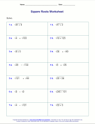 free square root worksheets pdf and html
