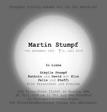 Traueranzeigen von Martin Stumpf