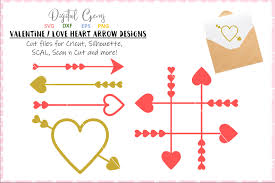 White hearts with arrow icons collection with shadows on red background. Heart Arrow Designs Graphic By Digital Gems Creative Fabrica