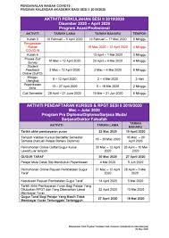 *kursus semasa cuti panjang (kscp) ** kalendar akademik adalah tertakluk kepada pindaan (sekiranya ada). Uitm Official On Twitter Makluman Pindaan Kalendar Akademik Sesi Ii 2019 2020 Susulan Dari Pengawalan Wabak Covid19 Yang Dinyatakan Dalam Pekeliling Naib Canselor Bil 6 2020 Kalendar Akademik Sesi Ii 2019 2020 Disember2019 Mac 2020 Boleh