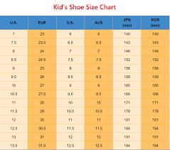 Kids Boys Girls Shoe Size Chart For Us Eur Uk Aus Jp Kor In 2020 Shoe Size Conversion Shoe Size Chart Kids Shoe Size Chart
