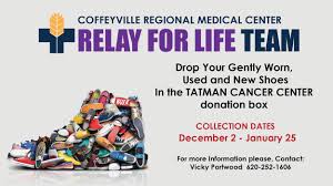 Scifi convention 13 in 2021. Crmc Relay For Life Team Hosts Shoe Drive Coffeyville Regional Medical Center