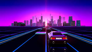Hd Wallpaper Artistic Retro Car City Neon Pink Retro Wave Road Wallpaper Flare