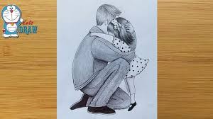 Father Daughter Heart Touching Drawing How To Draw Father And Daughter Step By Step Youtube Dad Drawing Father S Day Drawings Father Art