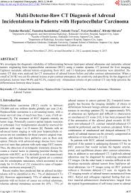 A key objective is the reliable distinction of. Multi Detector Row Ct Diagnosis Of Adrenal Incidentaloma In Patients With Hepatocellular Carcinoma