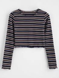 Black And White Striped Crop Top Outfit Crop Knit Striped Tee Discover The Trendy Most Comfortable Versions Of The Classic Womens Tees Crop Top And High Waisted Shorts Crop Top Outfits Striped Tee