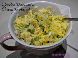 Gordon Ramsay S Crushed Cheesy Potatoes With Spring Onions Pink Post It Note Cheesy Potatoes Gordon Ramsay Yummy Veggie