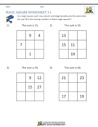 However, magic squares can be created that add up to any magic total you like, provided that you know the right formula. Magic Square Worksheets